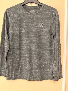 Hurley Kids Long Sleeve Space-Dyed Gray Crew with Logo